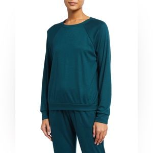 Eberjey Women’s Mina Ringer Sweatshirt in Evergreen Size Medium